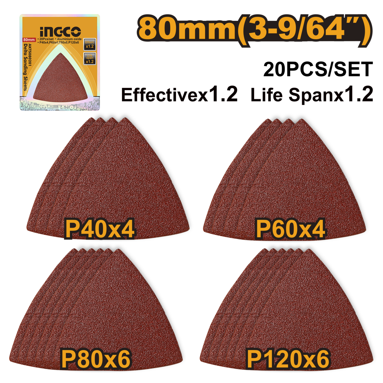 SAND SHEET 80MM ALUM OXIDE 20PC