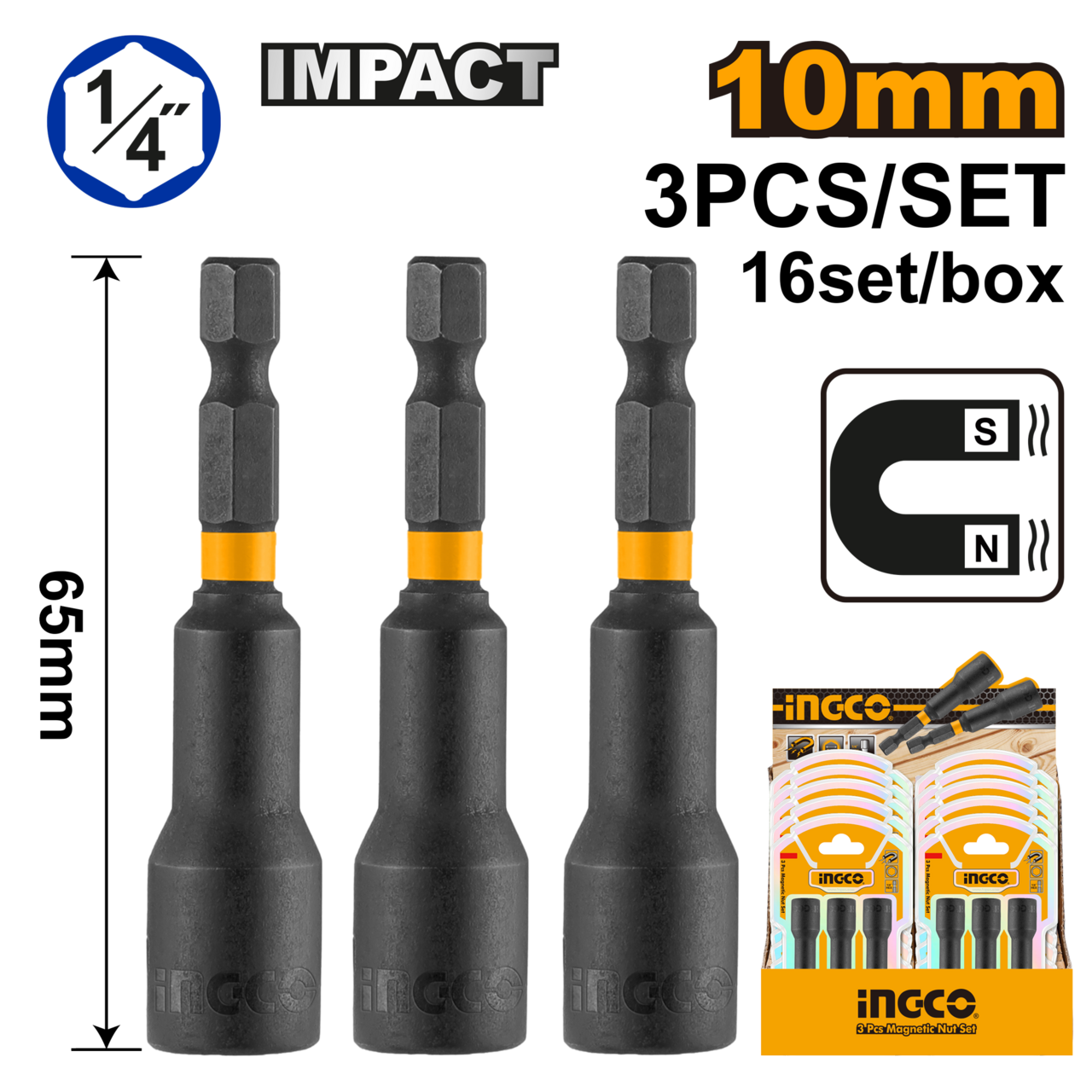 3pcs magnetic nut set