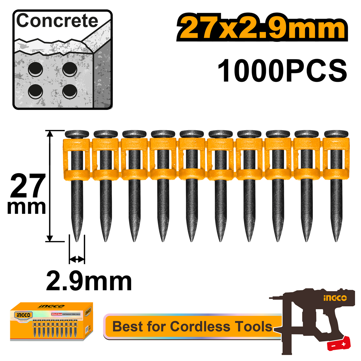 CONTINUOUS FIRING NAILS 27MM 1000PCSS