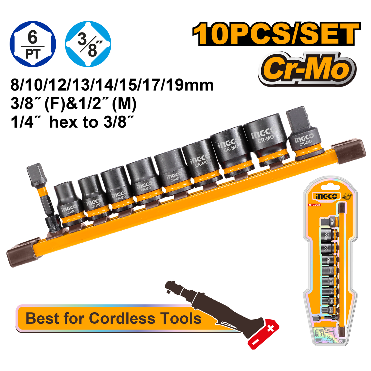 IMPACT SOCKET SET 3/8 10PCS