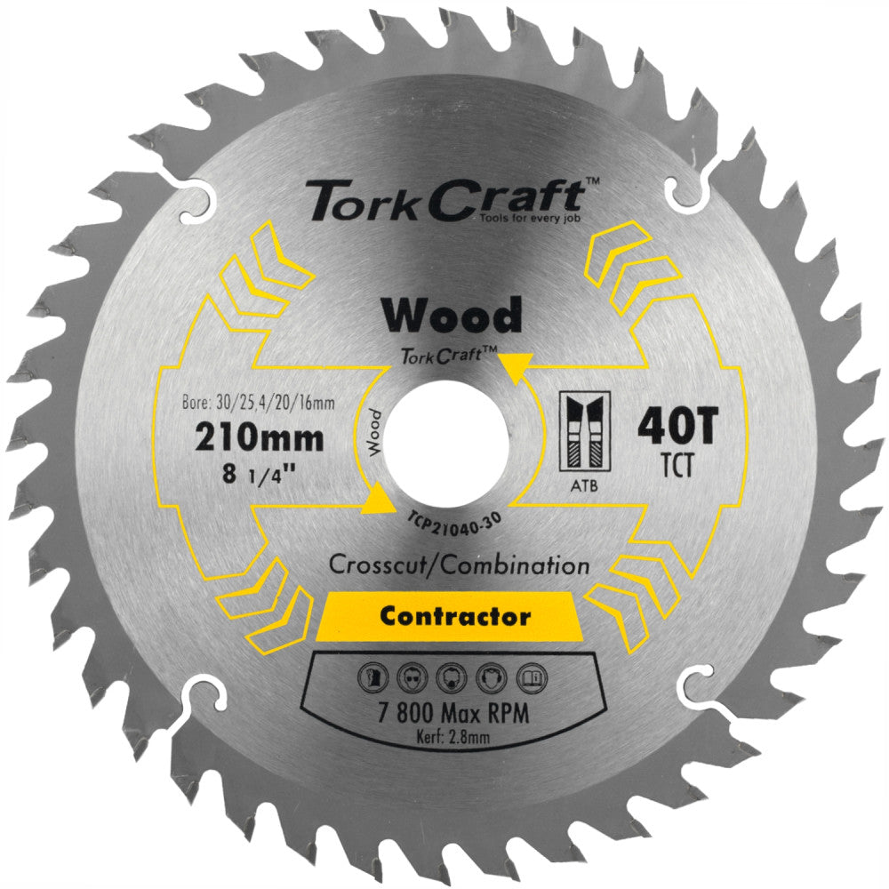 BLADE CONTRACTOR 210 X 40T 30-1-20-16 CIRCULAR SAW TCT
