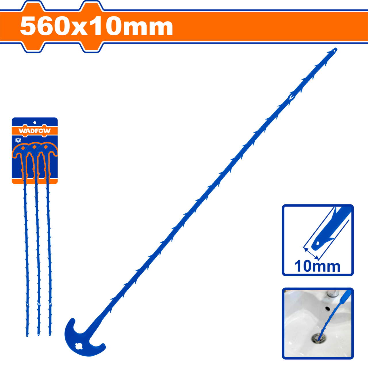DRAIN CLEANING ROD SET 560X10MM 3PCS