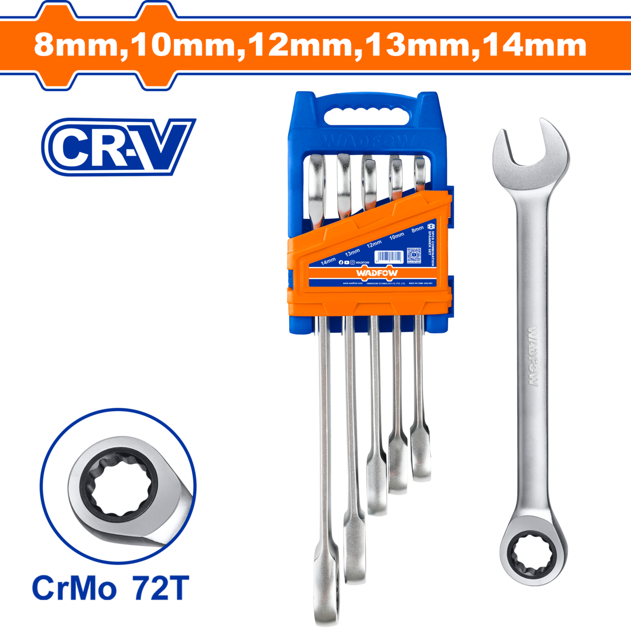 SPANNER RATCHET SET CR-MO 8-14MM 5PCS