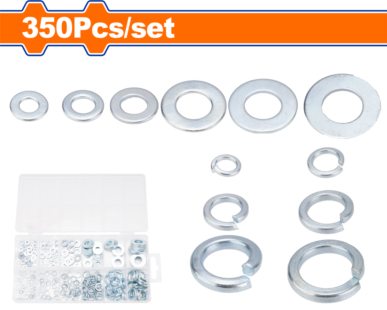 WASHER KIT FLAT/LOCK M4-M12 350PCS