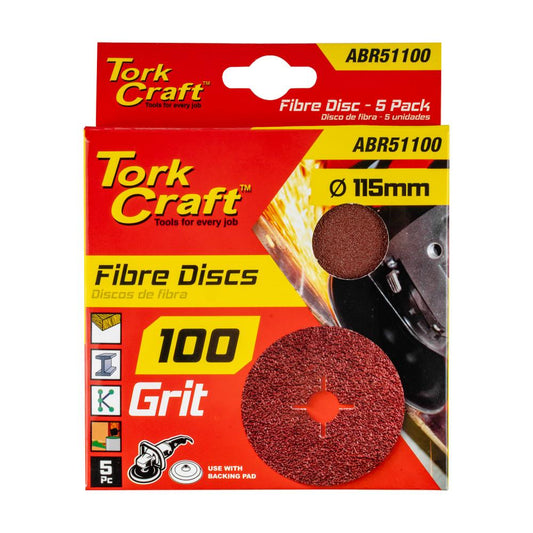 FIBRE DISC 115MM 100 GRIT 5/PACK