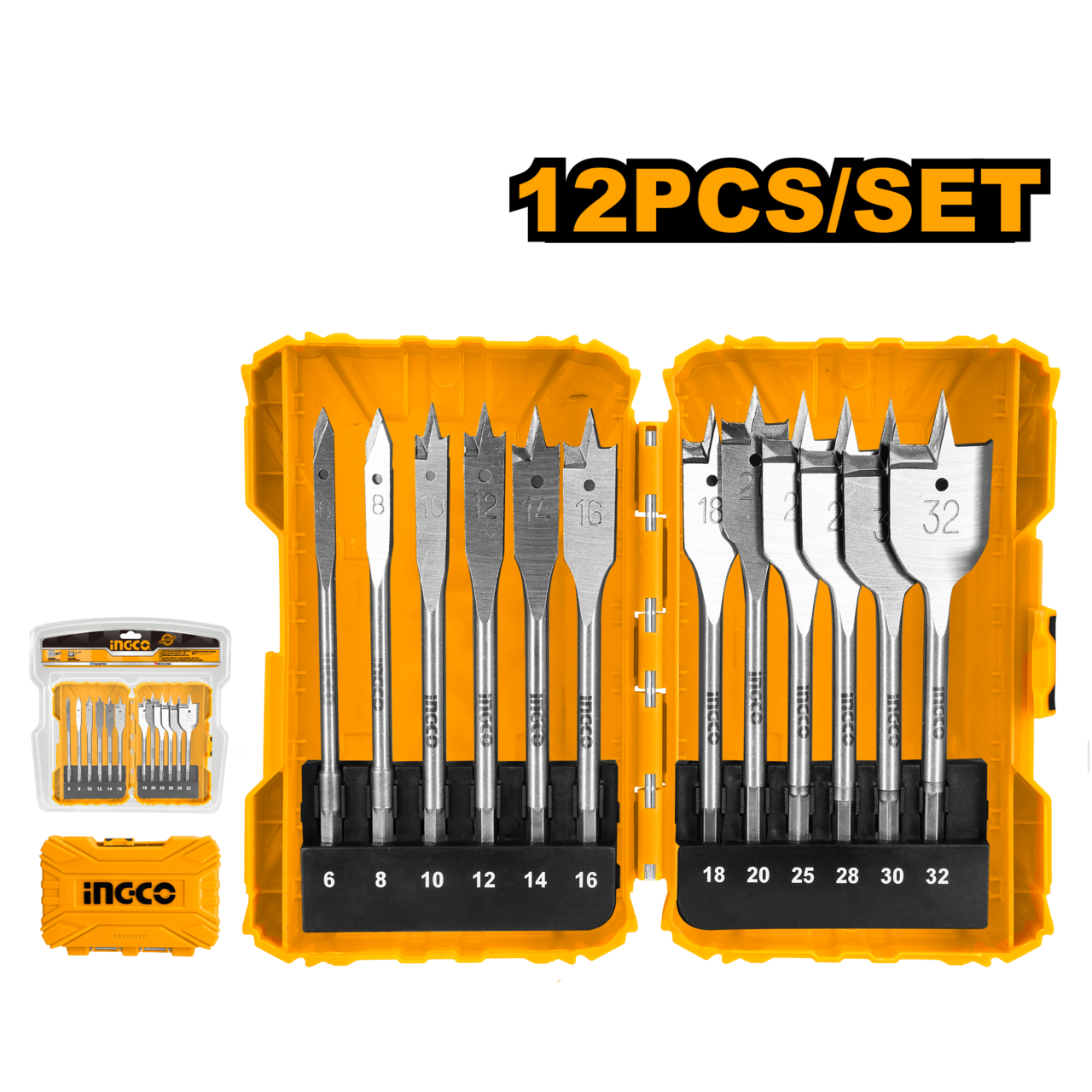 WOOD BIT FLAT SET 6-32MM 12PC