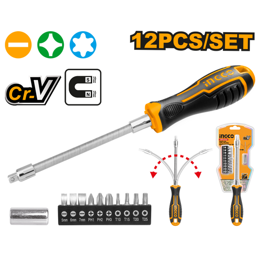 S/DRIVER BIT FLEX SHAFT 12PC