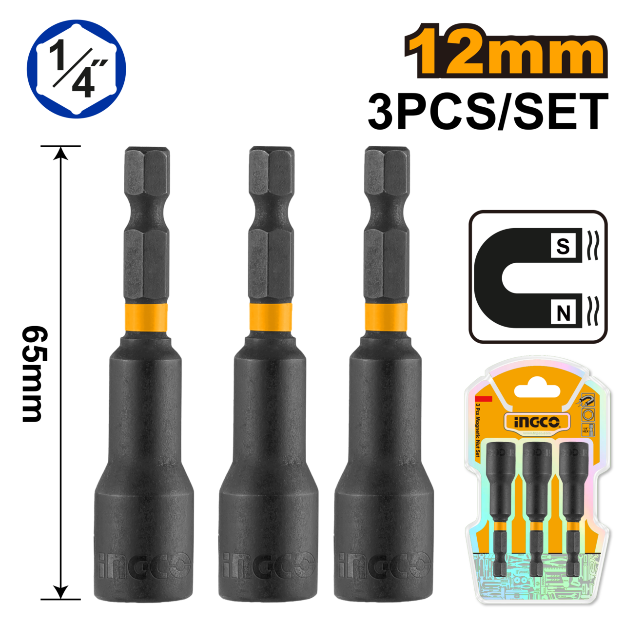 MAGNETIC NUT SETTER 12MM 3PC