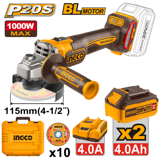 20V PS+ ANGLE GRINDER KIT 1000W 2BAT