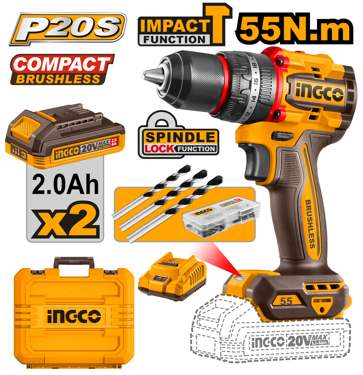 20V 55NM IMPACT DRILL KIT