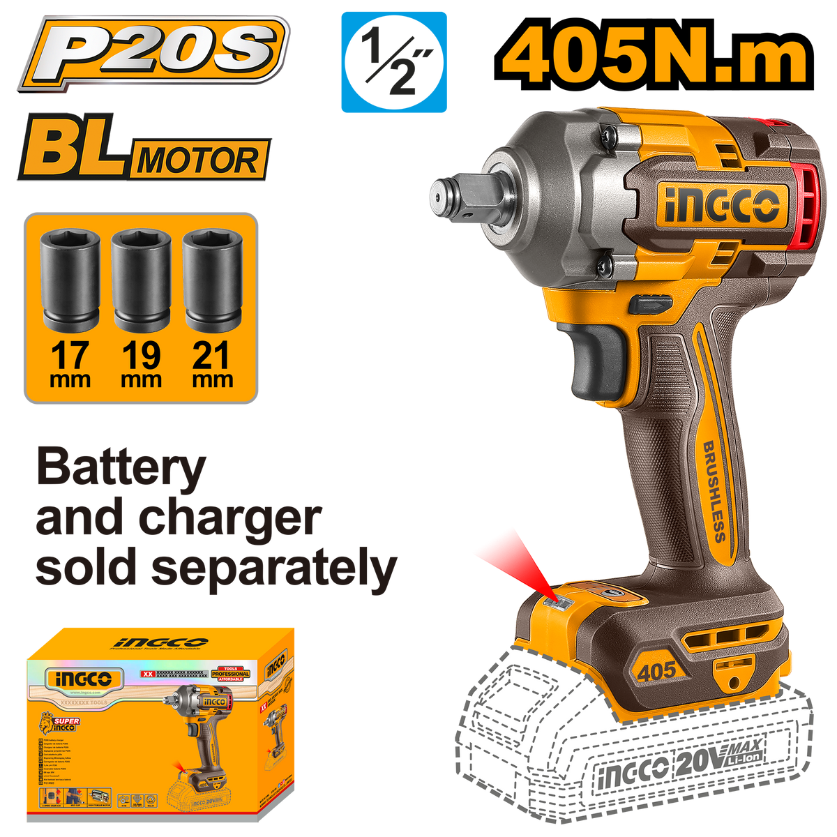 20V Lithium-Ion IMPACT WRENCH 405NM