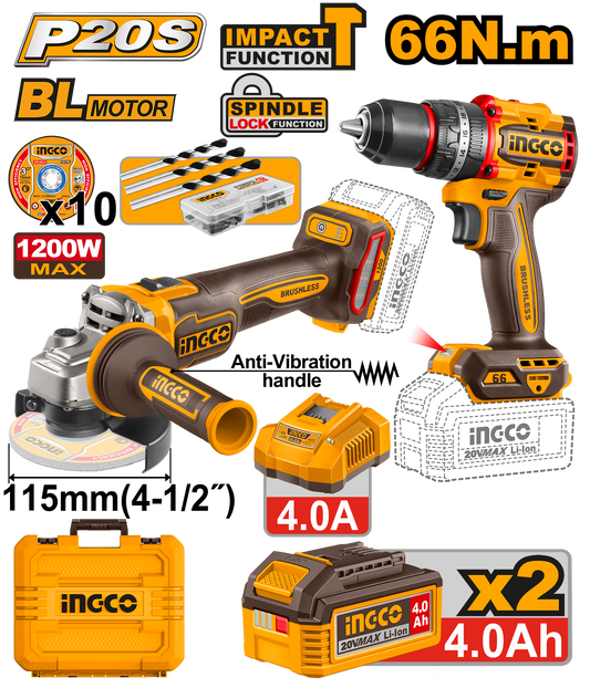 20V PS+C/L DRILL ANGLE GRINDER COMBO 2PCS