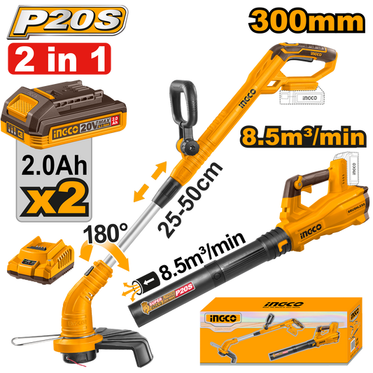 20V PS+ C/L 2PCS G/TRIMMER / BLOWER+2BAT+CHAR