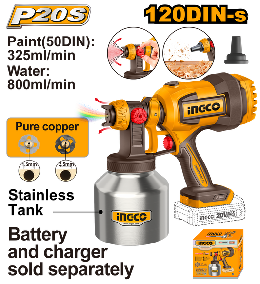 20V PS+C/L SPRAY GUN INCL ASSY NO B/C