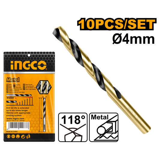 DRILL BIT HSS 4.0MM 10/PKT