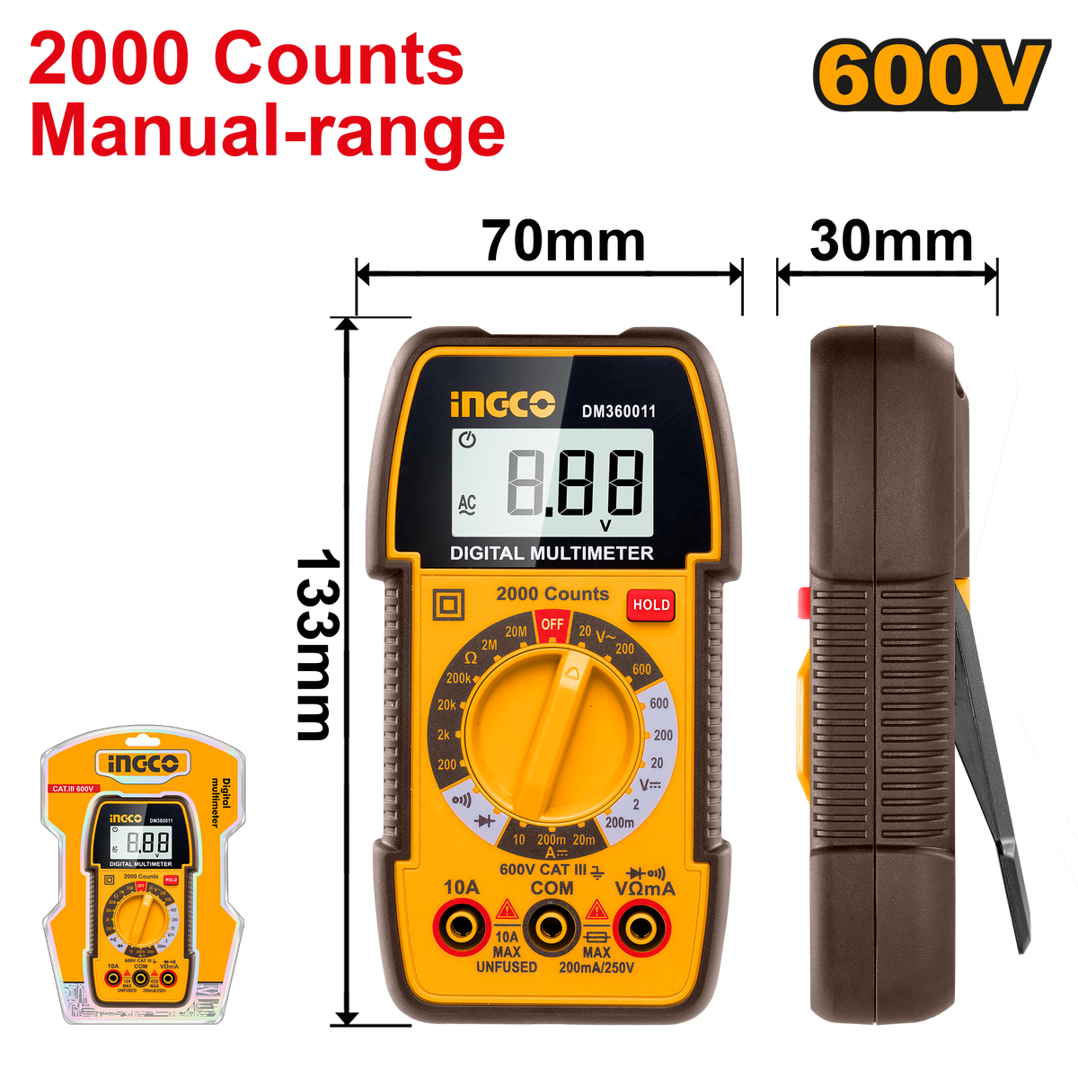 MULTIMETER DIGITAL AC/DC 2000 600V
