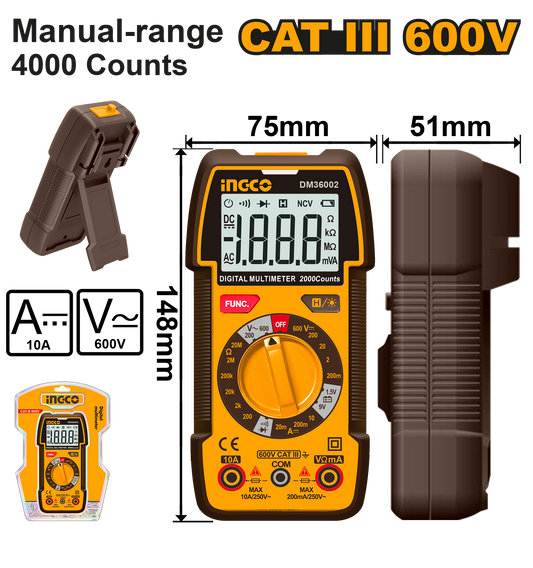MULTIMETER DIGITAL AC/DC 600V BATT INDICATOR