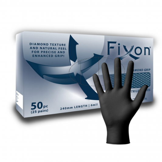 NITRILE DIAMOND GLOVE TEXTURED P/PAIR BLACK (M)
