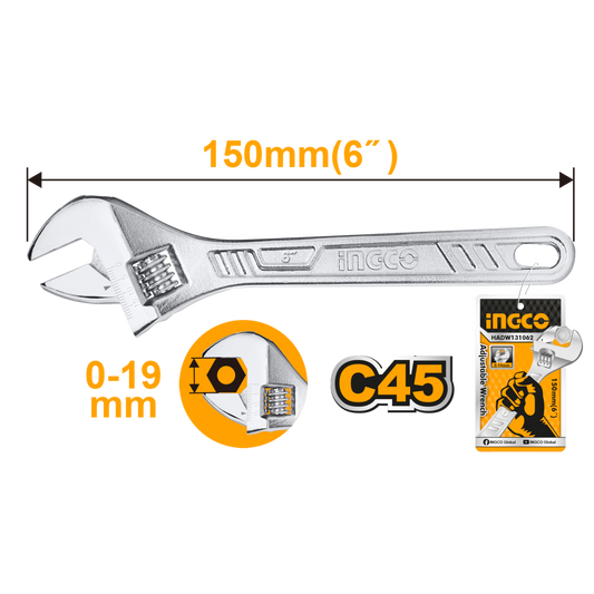 WRENCH ADJUSTABLE 150MM 6"