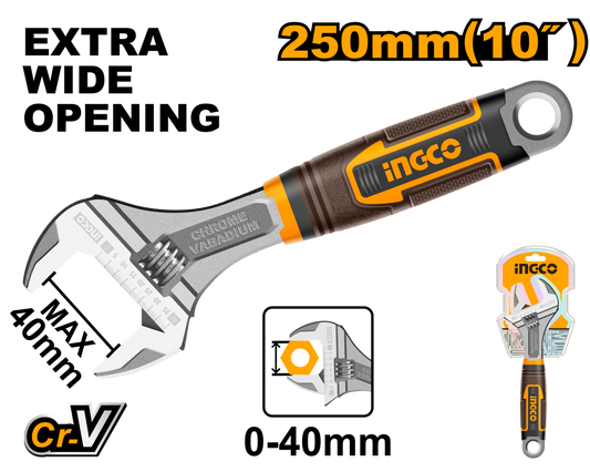 WRENCH ADJUST 250MM S/GRIP CRV