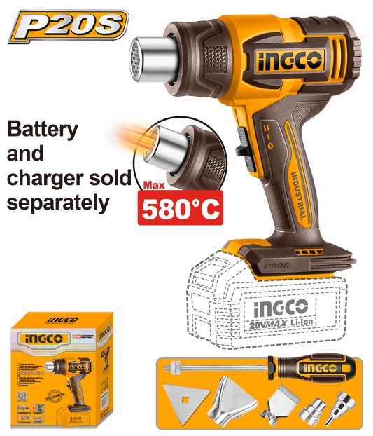 20V PS+C/L HEAT GUN 580 DEGREE +ACC 5PCS NO B/C