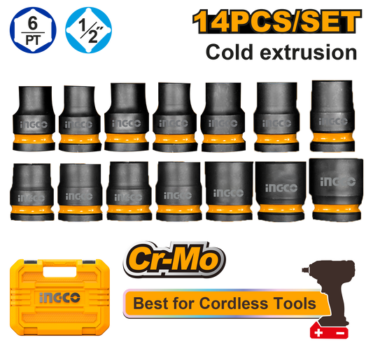 IMPACT SOCKET SET 1/2 14PCS