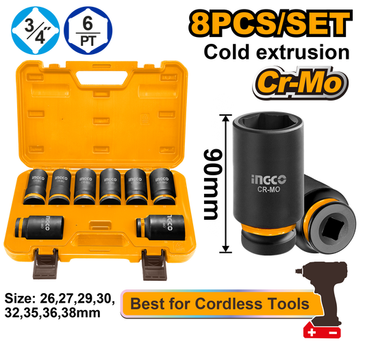 IMPACT SOCKET SET 3/4 8PCS