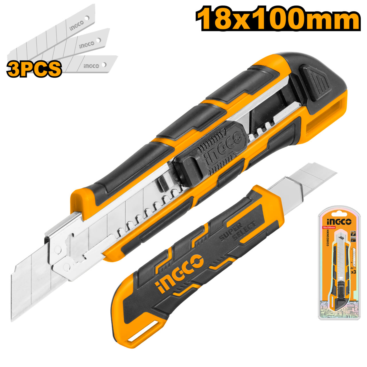 KNIFE 100MM S/OFF 18MM+3 BLADE