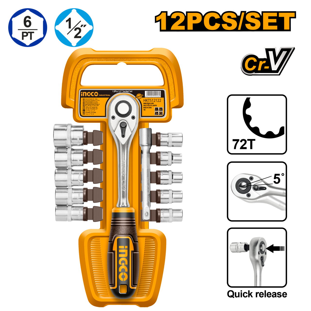 SOCKET 1/2 12PC 10-24MM