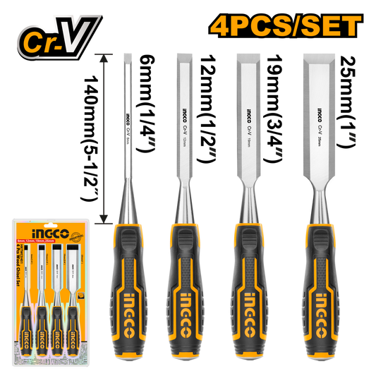 CHISEL WOOD 140MM BLISTER 4PC