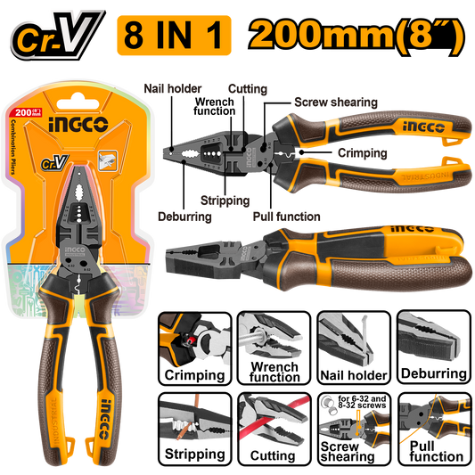 PLIER MULTI/F COMBINATION 8 IN 1 200MM CR V