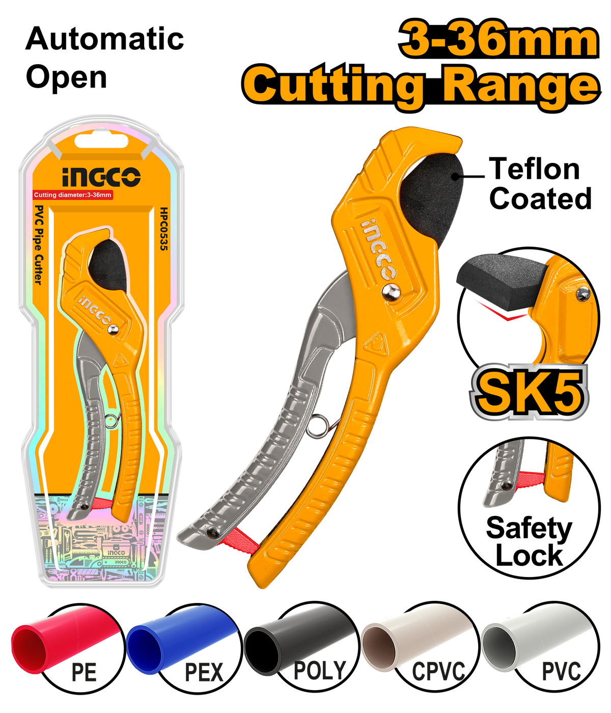 PIPE CUTTER PVC 210MM 3-36MM