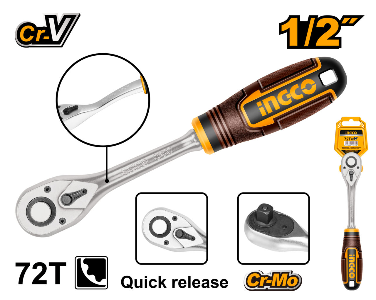 RATCHET 1/2" 72 TEETH CRV