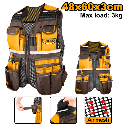TOOL VEST ADJ STRAPS 48X60X3CM 17 POCKET 3KG