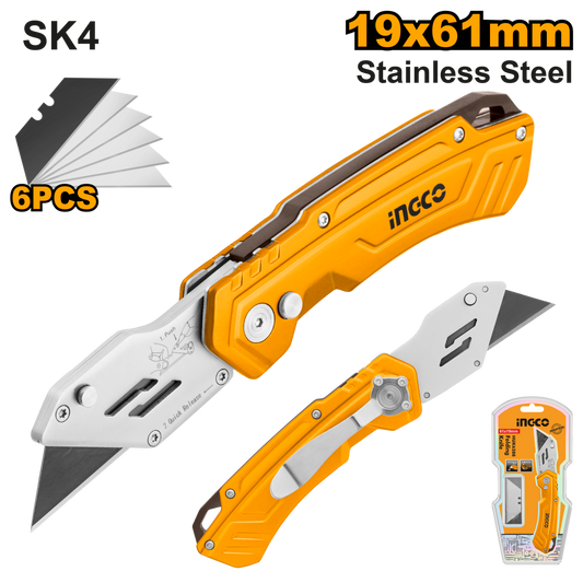 KNIFE FOLDING 61X19MM+6BL ALUM