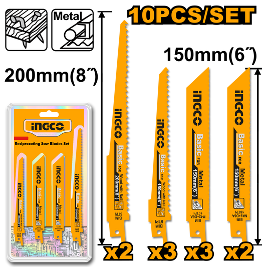 BLADE RECIP WOOD/METAL 10PCS