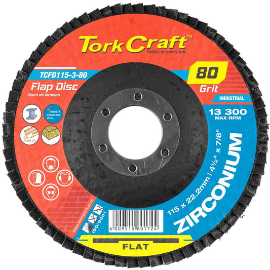 FLAP DISC ZIRCONIUM 115MM 80 GRIT FLAT