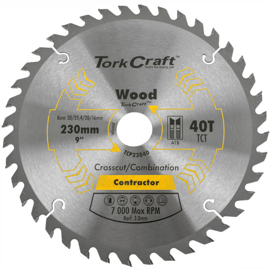 BLADE CONTRACTOR 230 X 40T 30/1/20/16 CIRCULAR SAW TCT