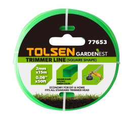 TOLSEN TRIMMING LINE 2MMX15M SQUARE SHAPE