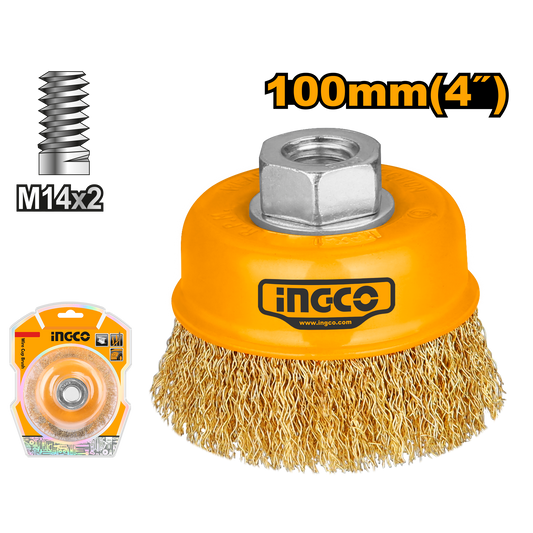 BRUSH WIRE CUP+NT 100 M14X20P