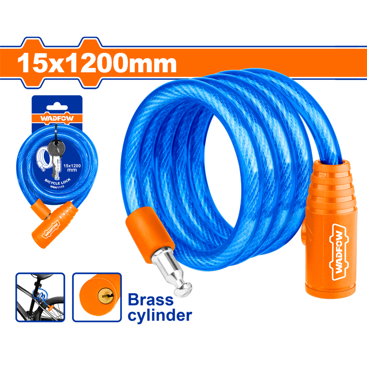 LOCK CABLE BICYCLE PVC COAT 15X200MM
