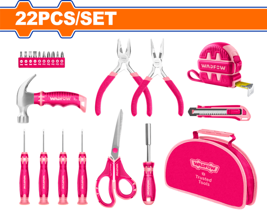 HAND TOOL SET PINK +CASE 22 PCS