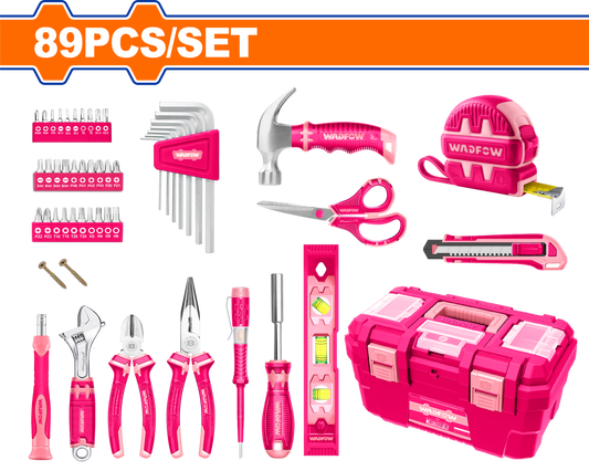 HAND TOOL SET PINK +PLAS BOX 89 PCS