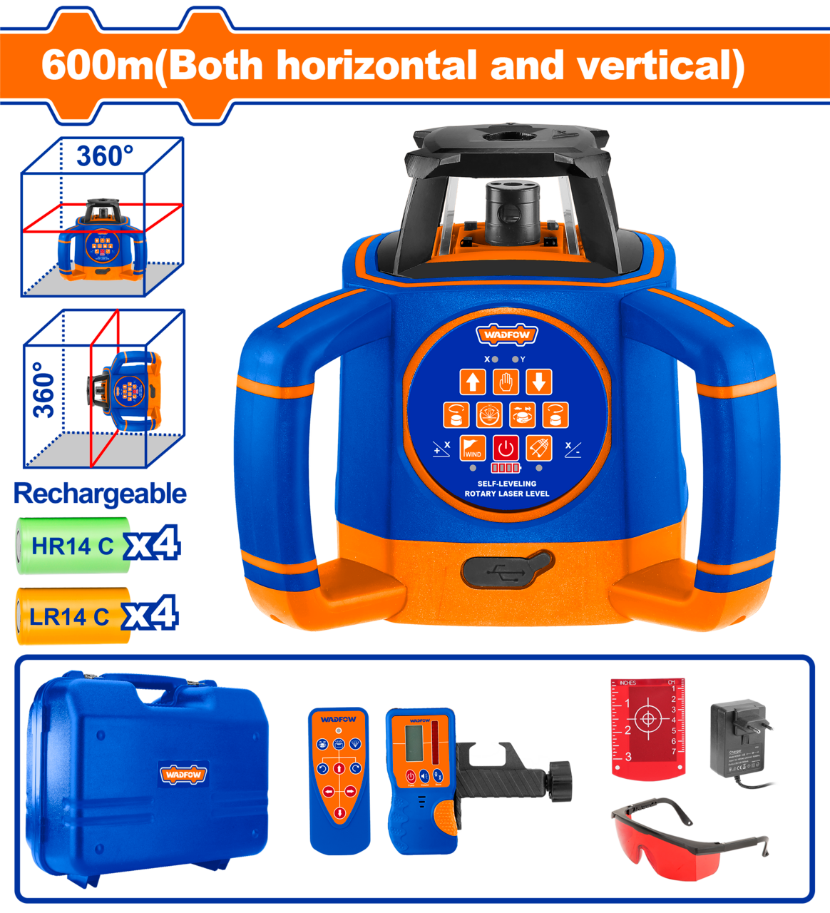 LASER SELF LEVELING ROTARY 600M HRZ&VERT+BAT