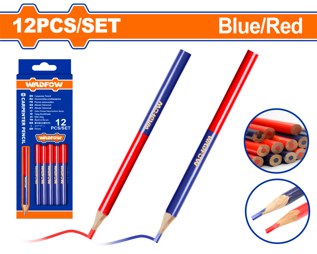 PENCIL CARPENTER SET RED/BLUE 12PCS