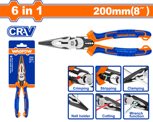 PLIER L/NOSE 6 IN 1 MULTIFUNCTION 200MM