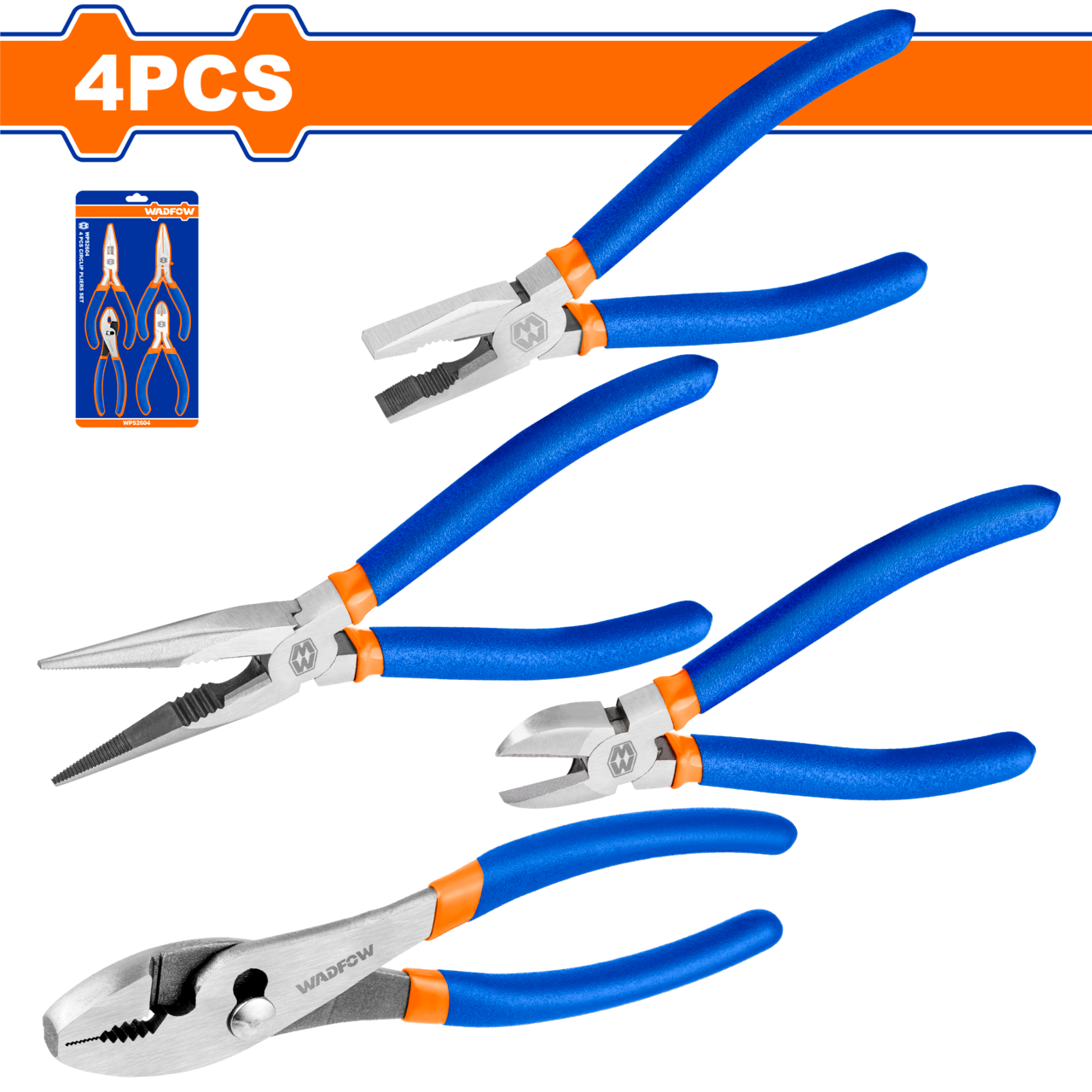 PLIER SET 1 COLOUR 160MM 4PCS