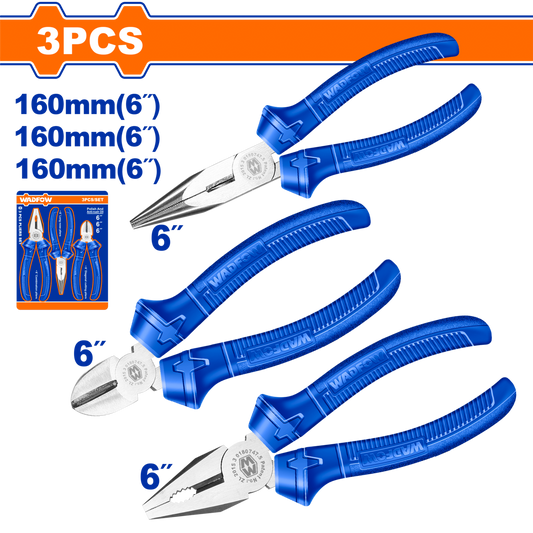 PLIER SET COLOUR 160MM 3PCS