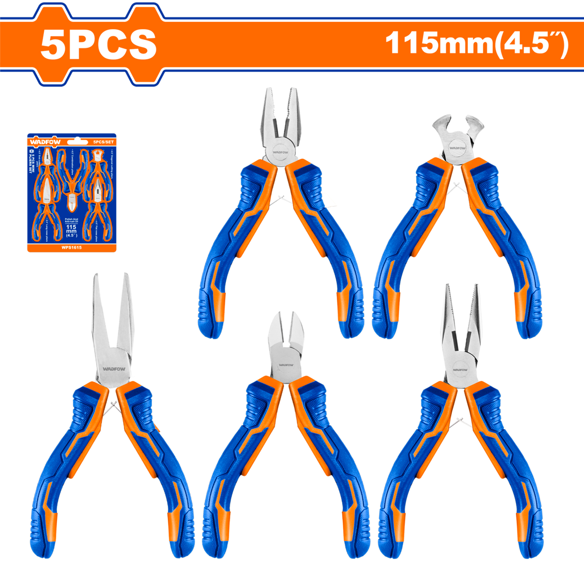 PLIER SET MINI 2 COLOUR 115MM 5PCS