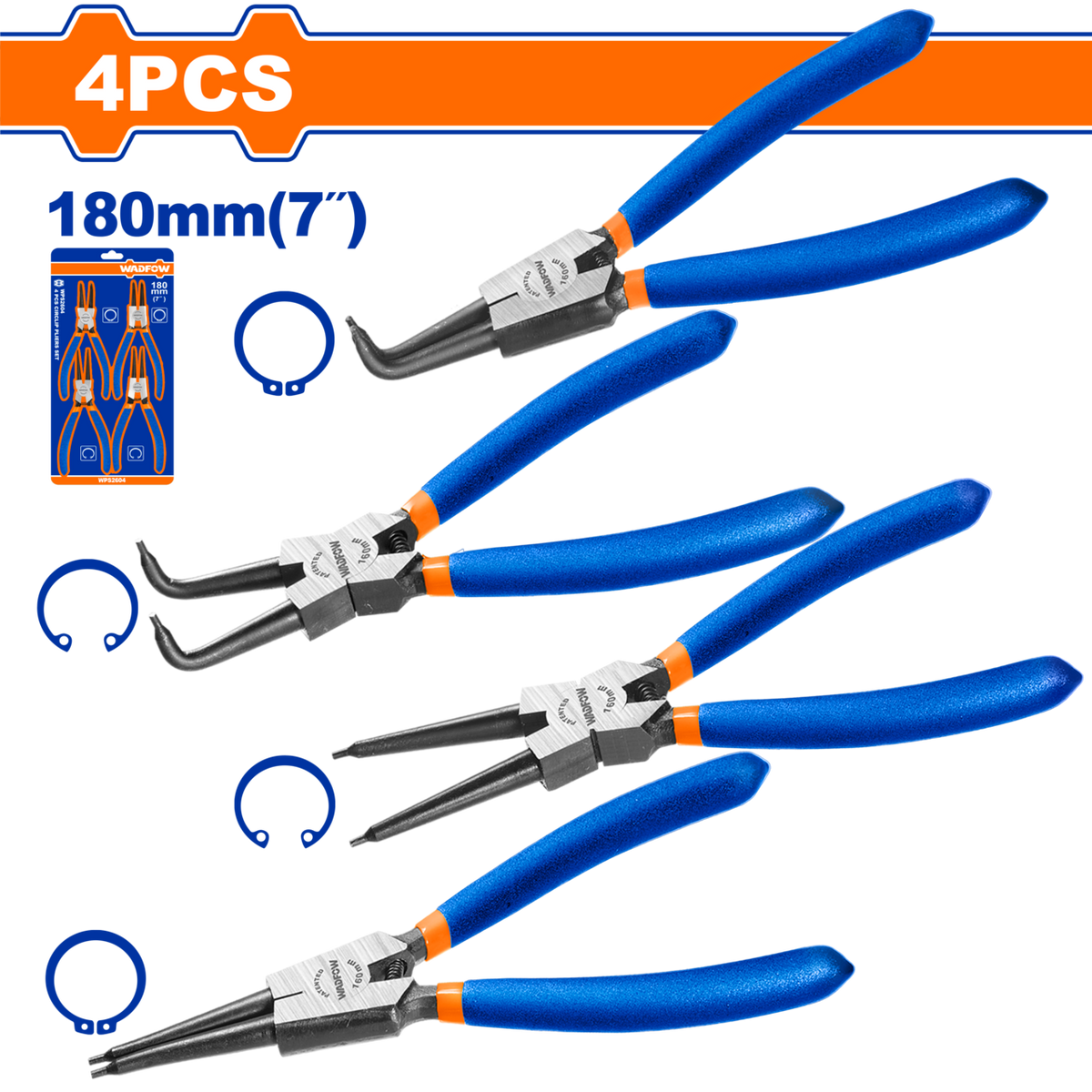 PLIER SET CIRCLIP 180MM 4PCS